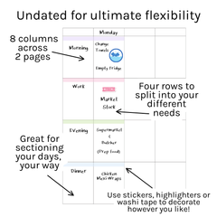 Loose Leaf Planner Inserts 120gsm | 2-Page Weekly Schedule