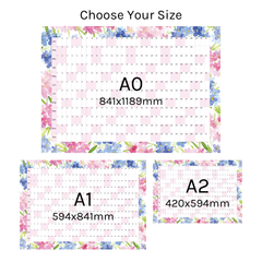 Horizontal 2025 Paper Wall Planner | Blossom Breeze