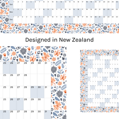 Horizontal 2025 Paper Wall Planner | Floral Flutter