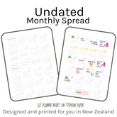Loose Leaf A5 Planner Inserts 120gsm | Undated Monthly 2-Page Spread