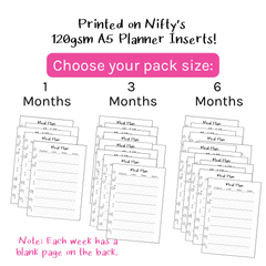 A5 Planner Inserts 120gsm | Nifty Meal Plan