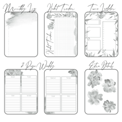 Fresh Starts black and white bundle printable bullet journal layouts last 6