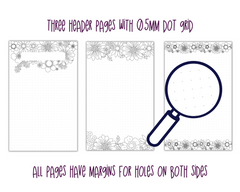 Pretty Flowers A5 Colouring Page Planner Inserts | For six-ring binders - Download and Print at home!