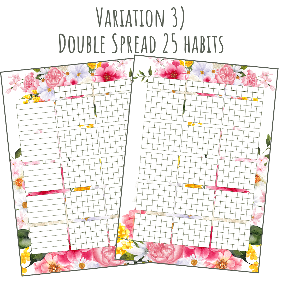 Pretty Floral A5 120gsm Planner Insert | Habit Tracker