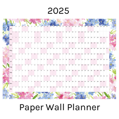 Horizontal 2025 Paper Wall Planner | Blossom Breeze