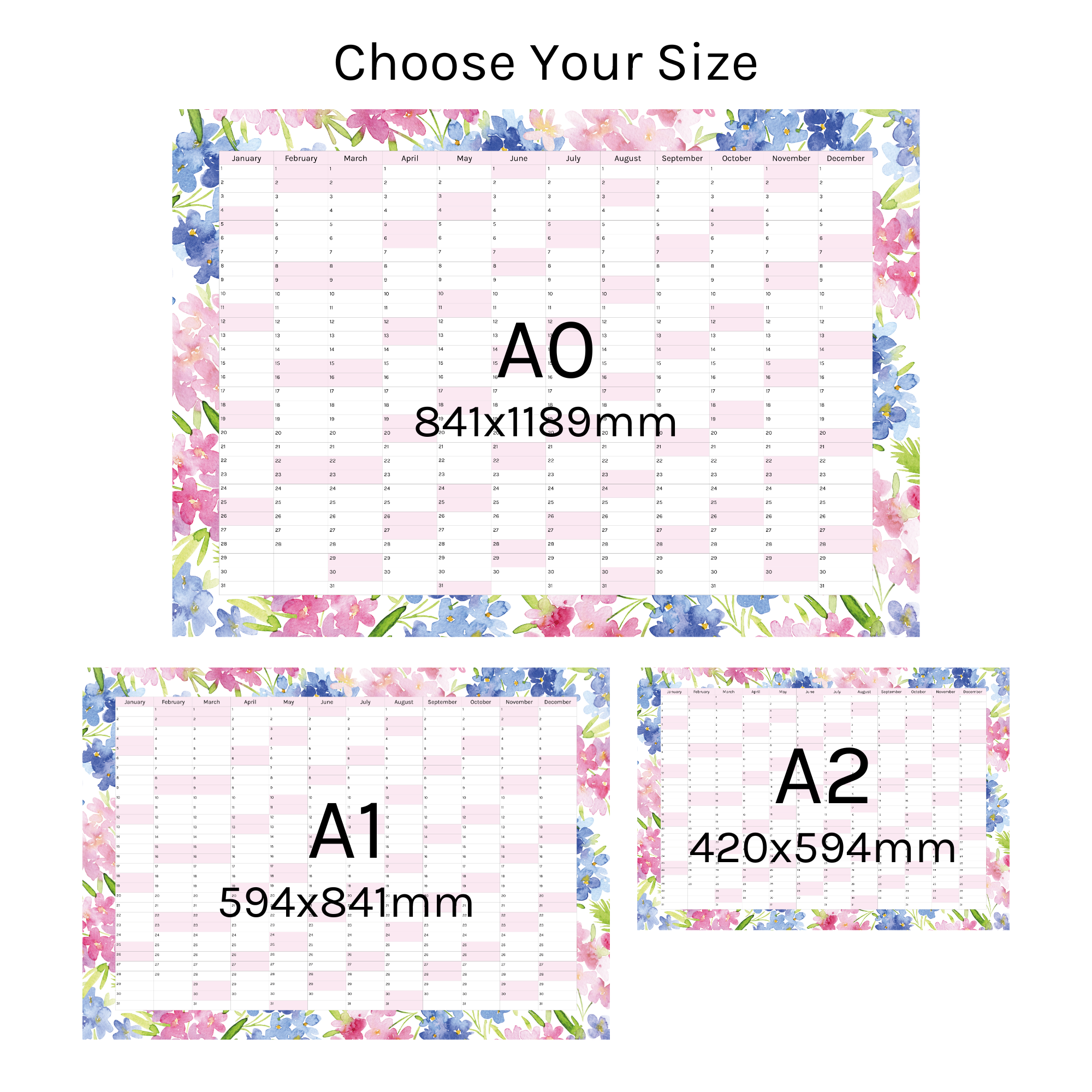 Vertical 2025 Paper Wall Planner | Blossom Breeze