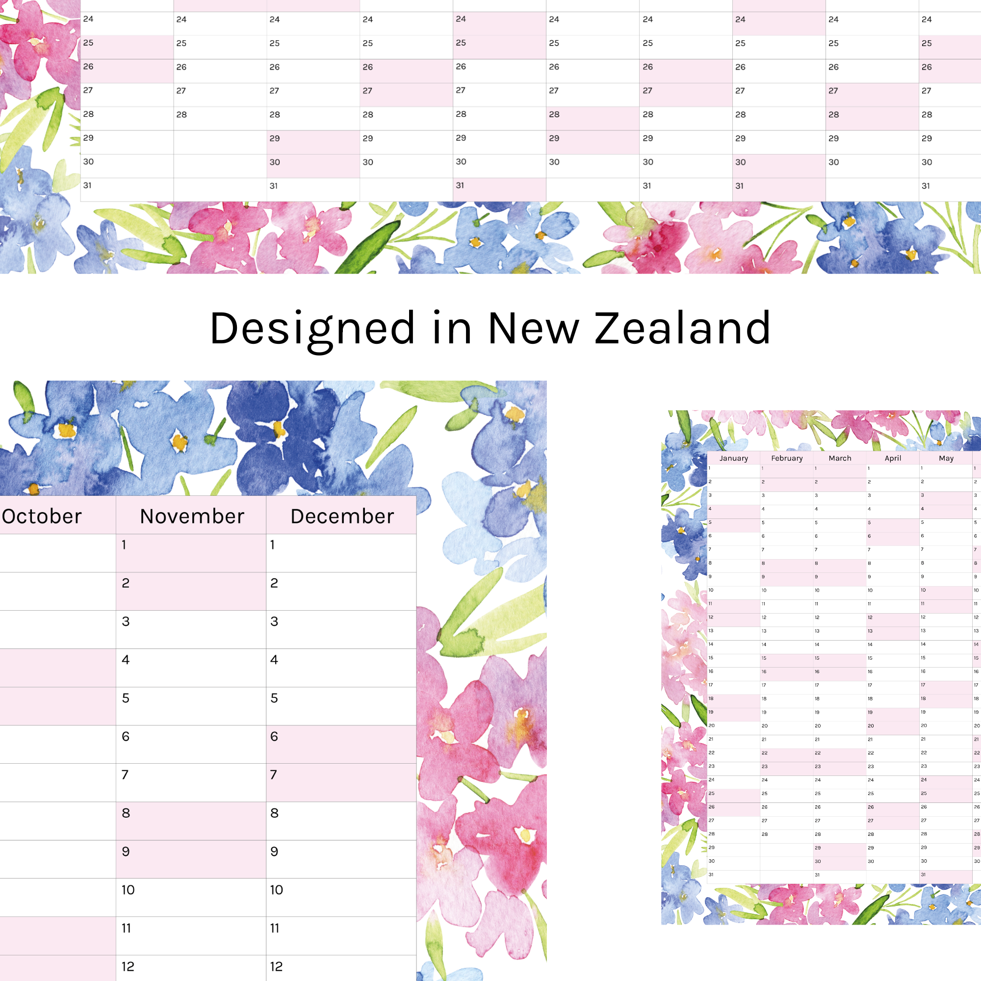 Vertical 2025 Paper Wall Planner | Blossom Breeze