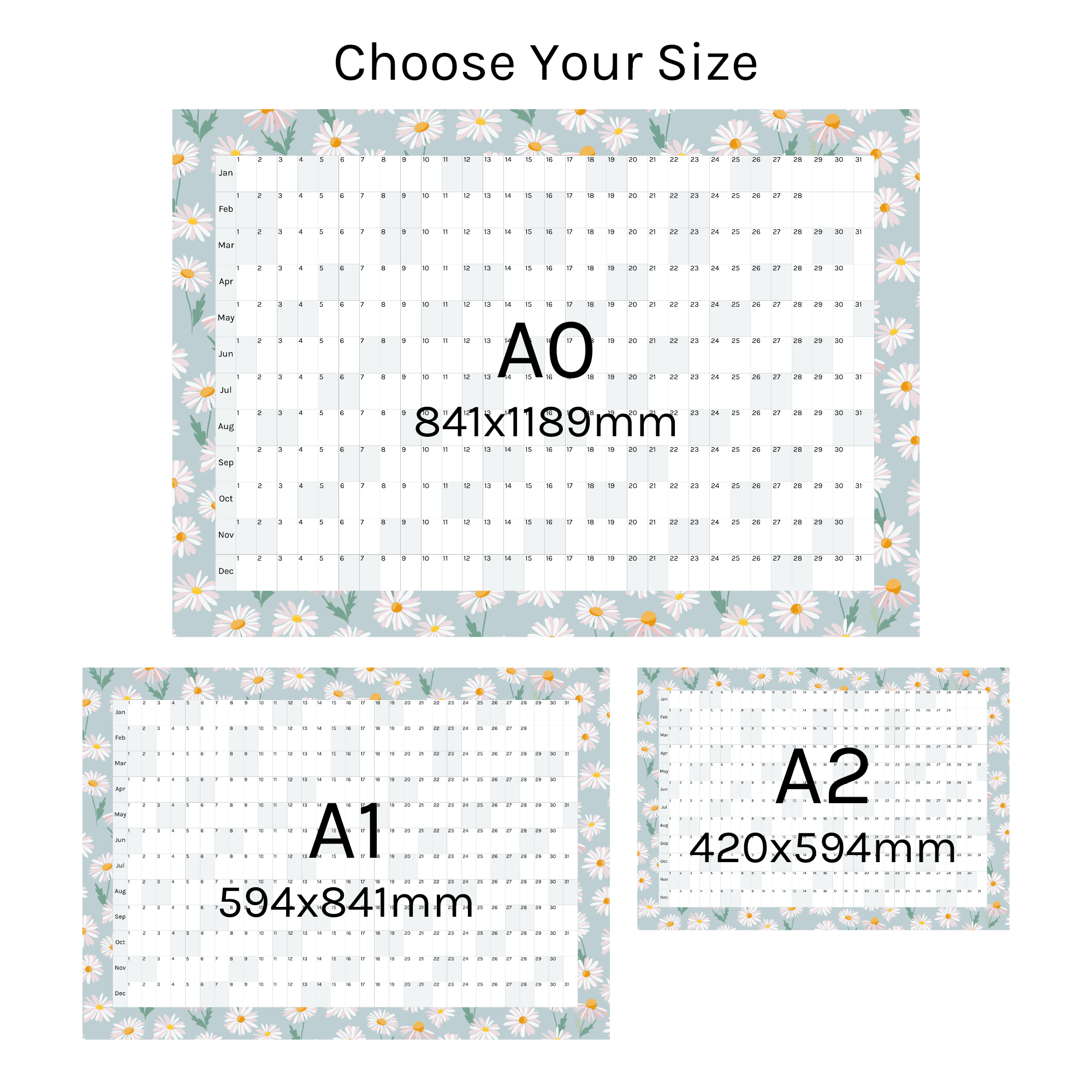 Horizontal 2025 Paper Wall Planner | Daisy Lane
