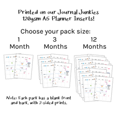 Loose Leaf A5 Planner Inserts 120gsm | Undated Monthly 2-Page Calendar