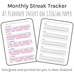 Loose Leaf A5 Planner Inserts 120gsm | Monthly Streak Tracker