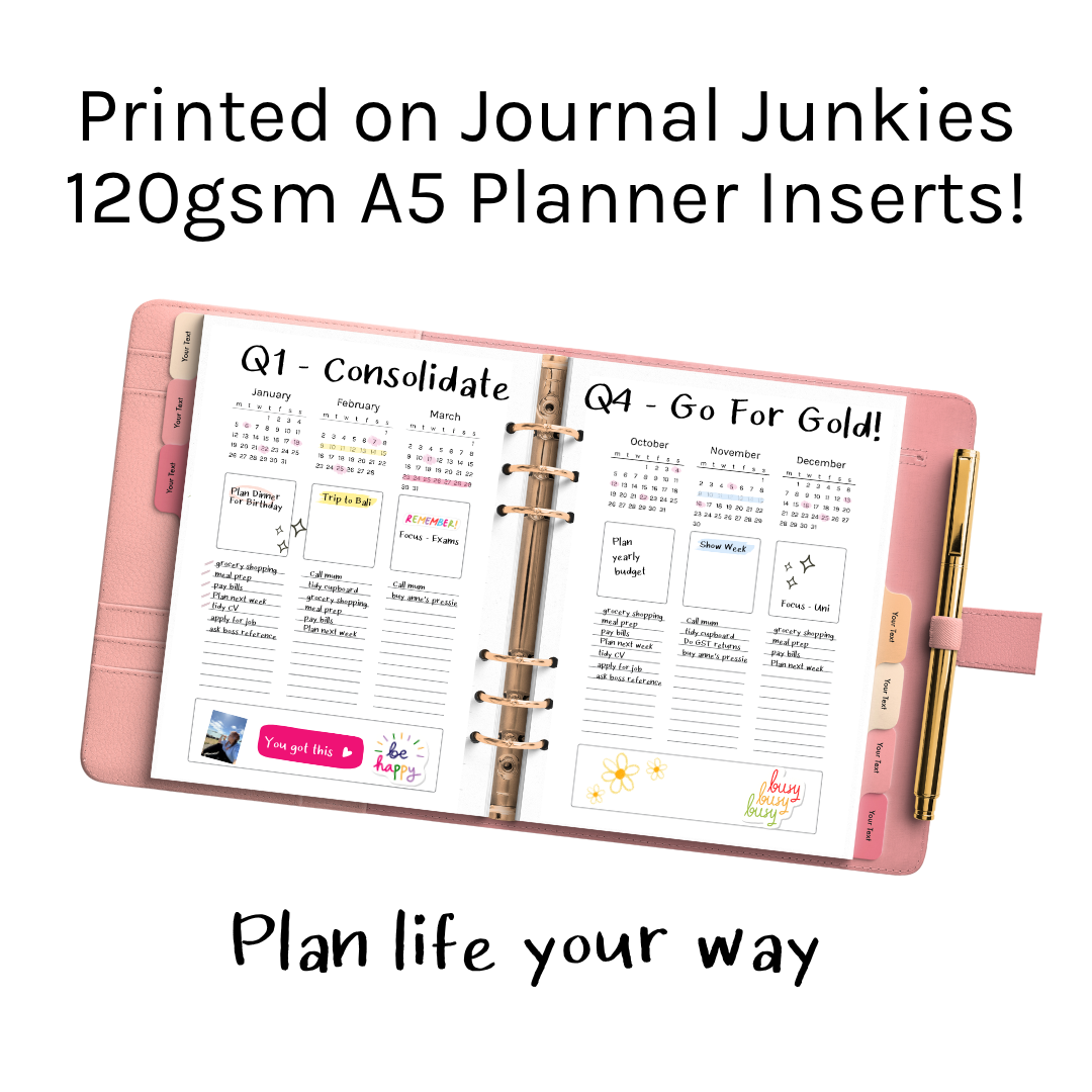 Loose Leaf A5 Planner Inserts 120gsm | 2026 Multi-View Yearly Log