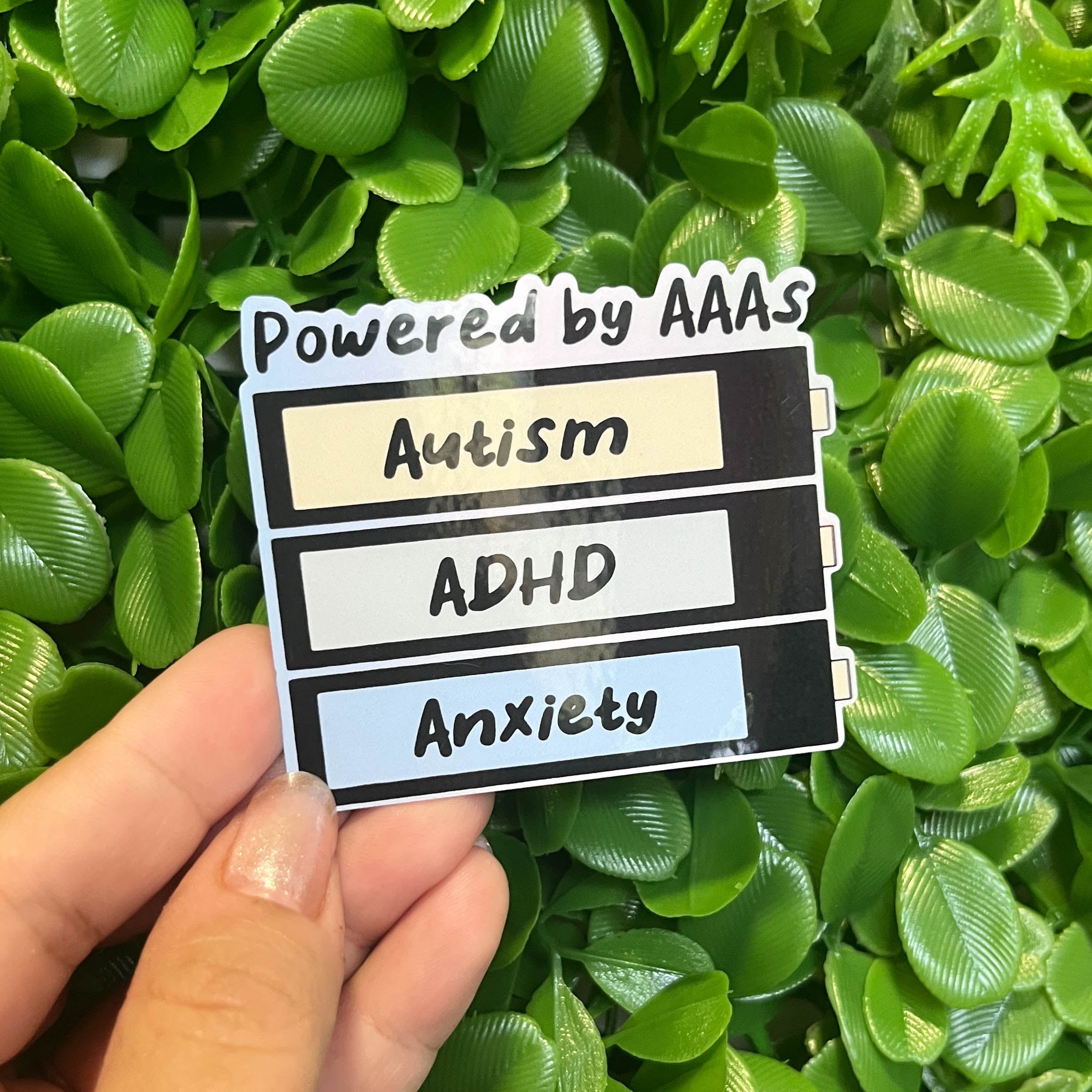 Powered by AAAs | Vinyl, Laminated Sticker