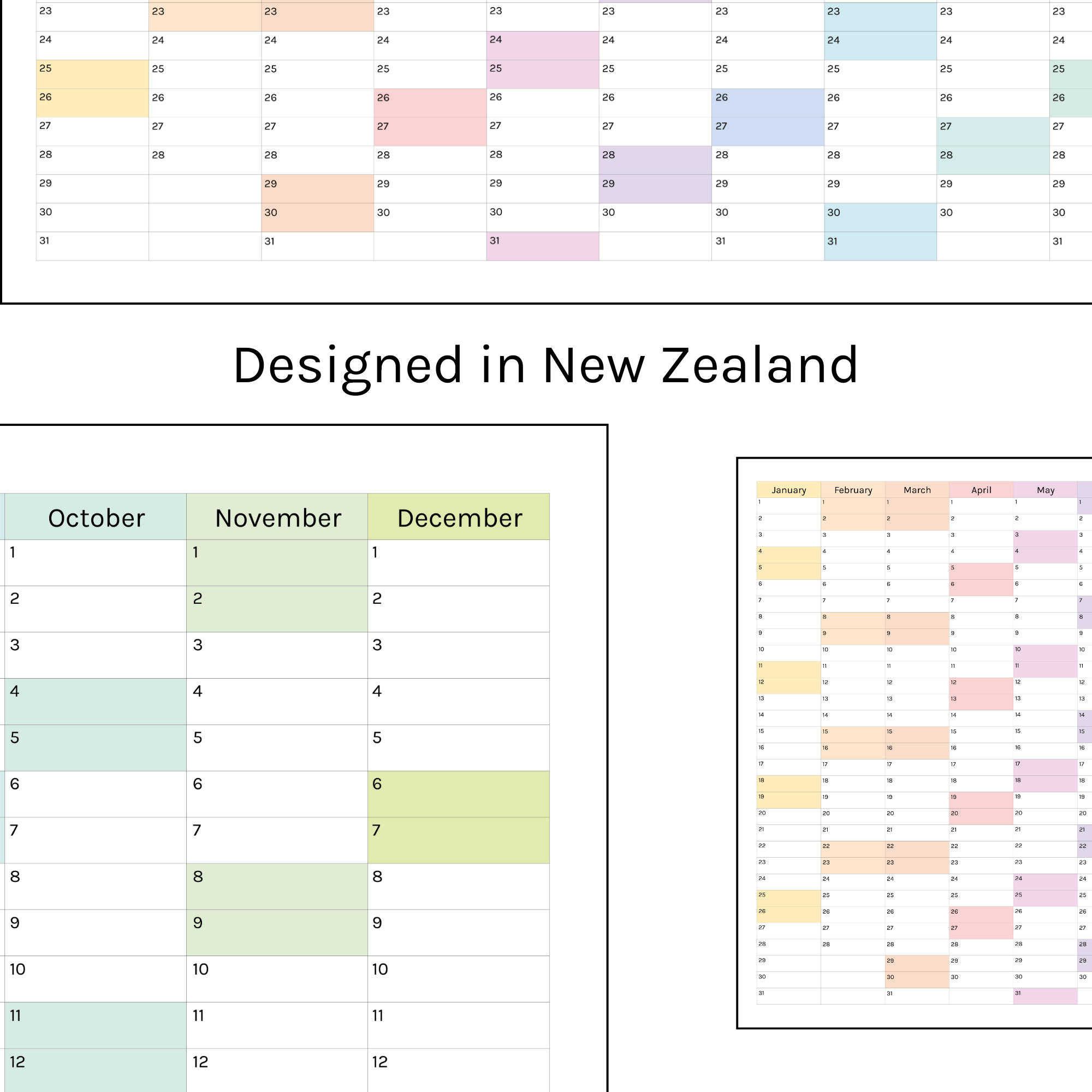 Vertical 2026 Paper Wall Planner | Julie's Rainbow