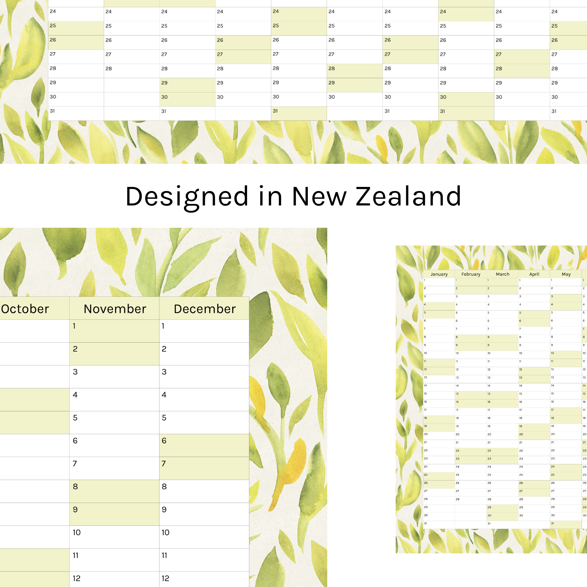 Vertical 2025 Paper Wall Planner | Lemon Leaf