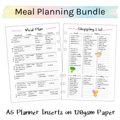 A5 Planner Inserts 120gsm | Nifty Meal Planning Bundle