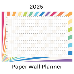 Horizontal 2025 Paper Wall Planner | Rainbow Burst