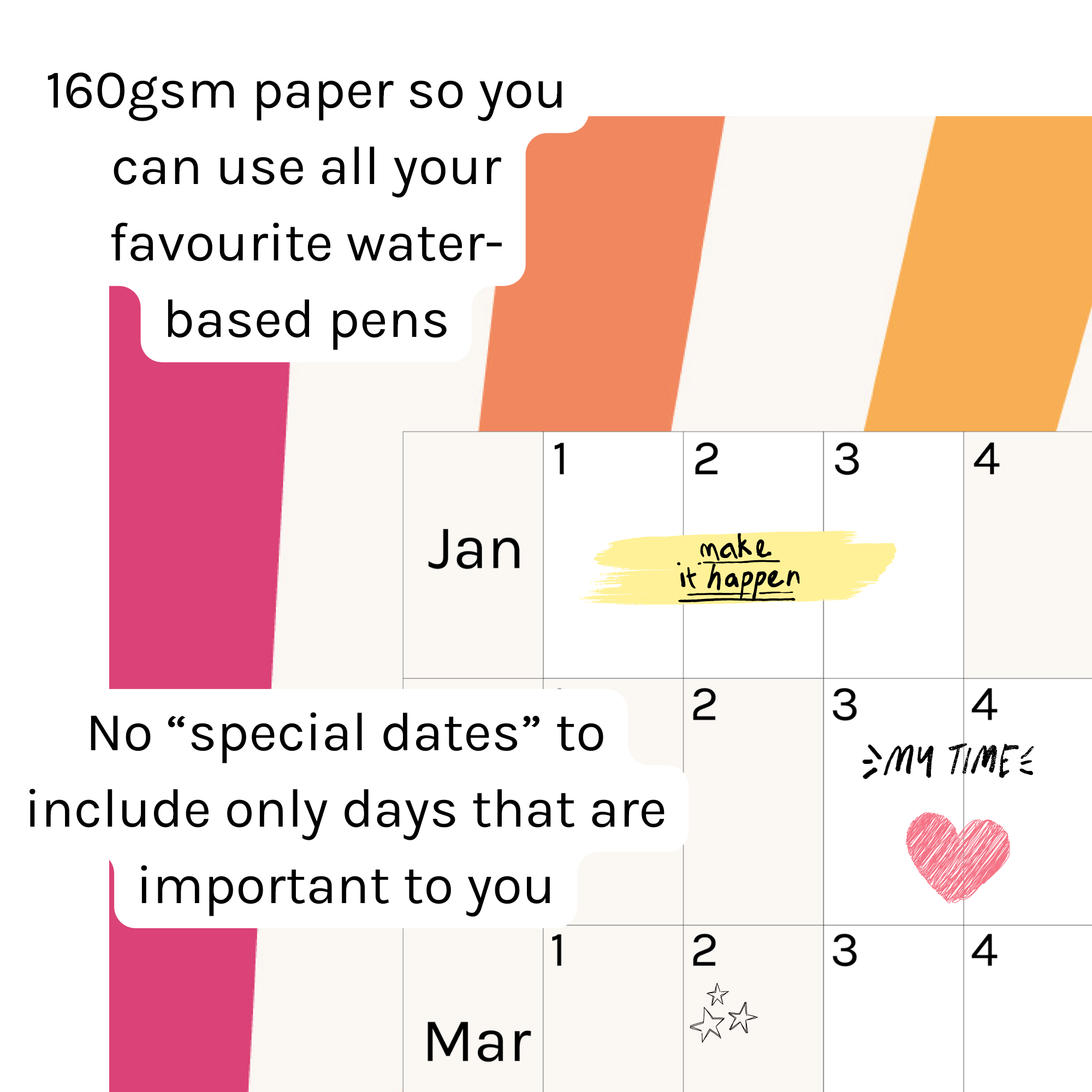 Horizontal 2025 Paper Wall Planner | Rainbow Burst