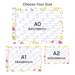 Horizontal 2025 Paper Wall Planner | Scribble Splash