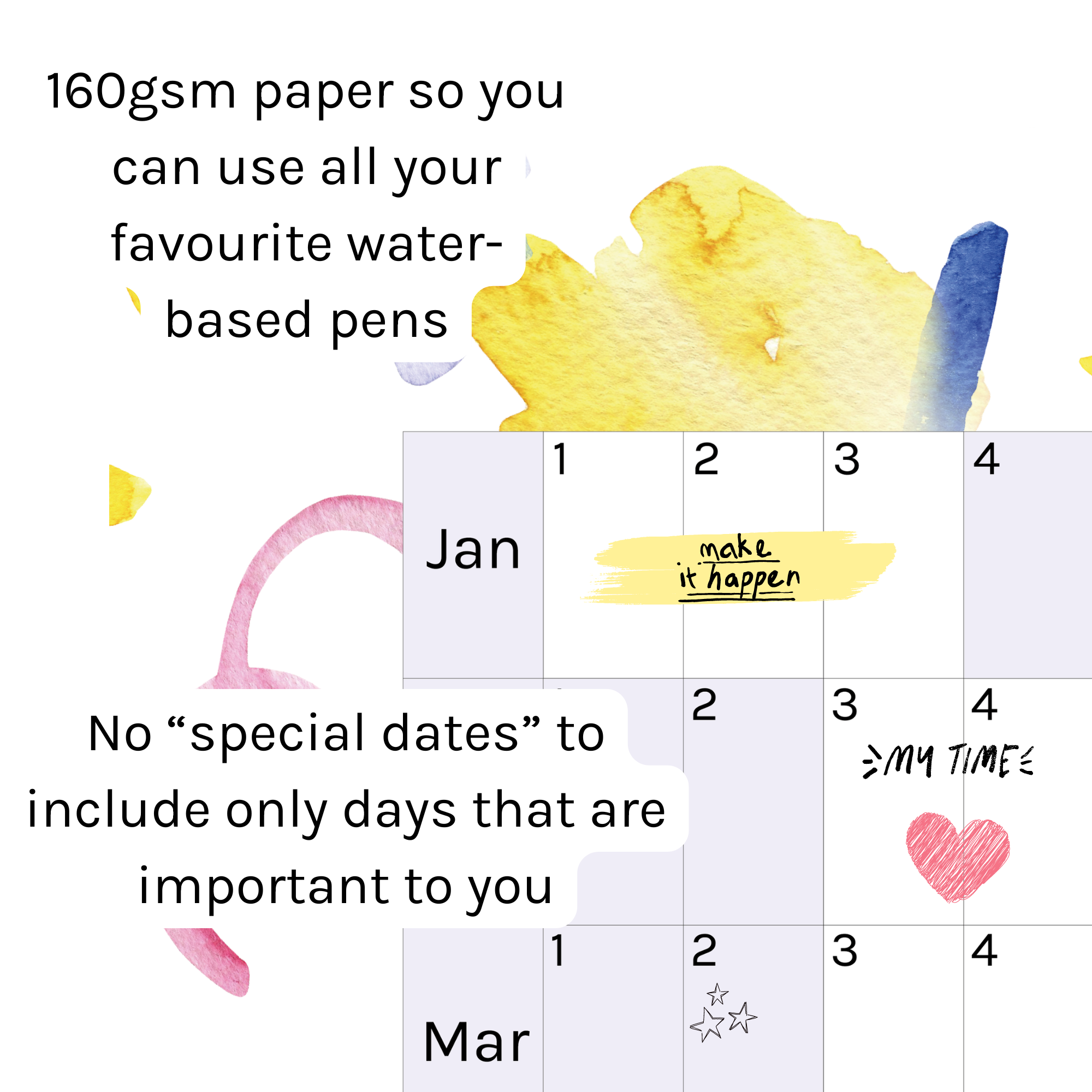 Horizontal 2025 Paper Wall Planner | Scribble Splash