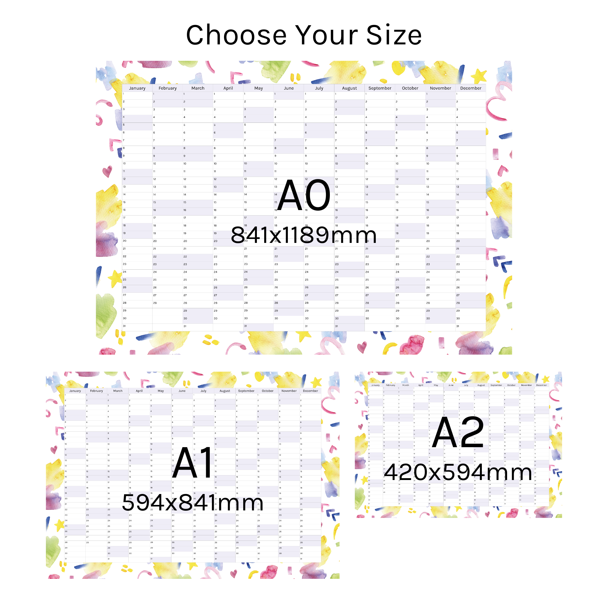 Vertical 2025 Paper Wall Planner | Scribble Splash