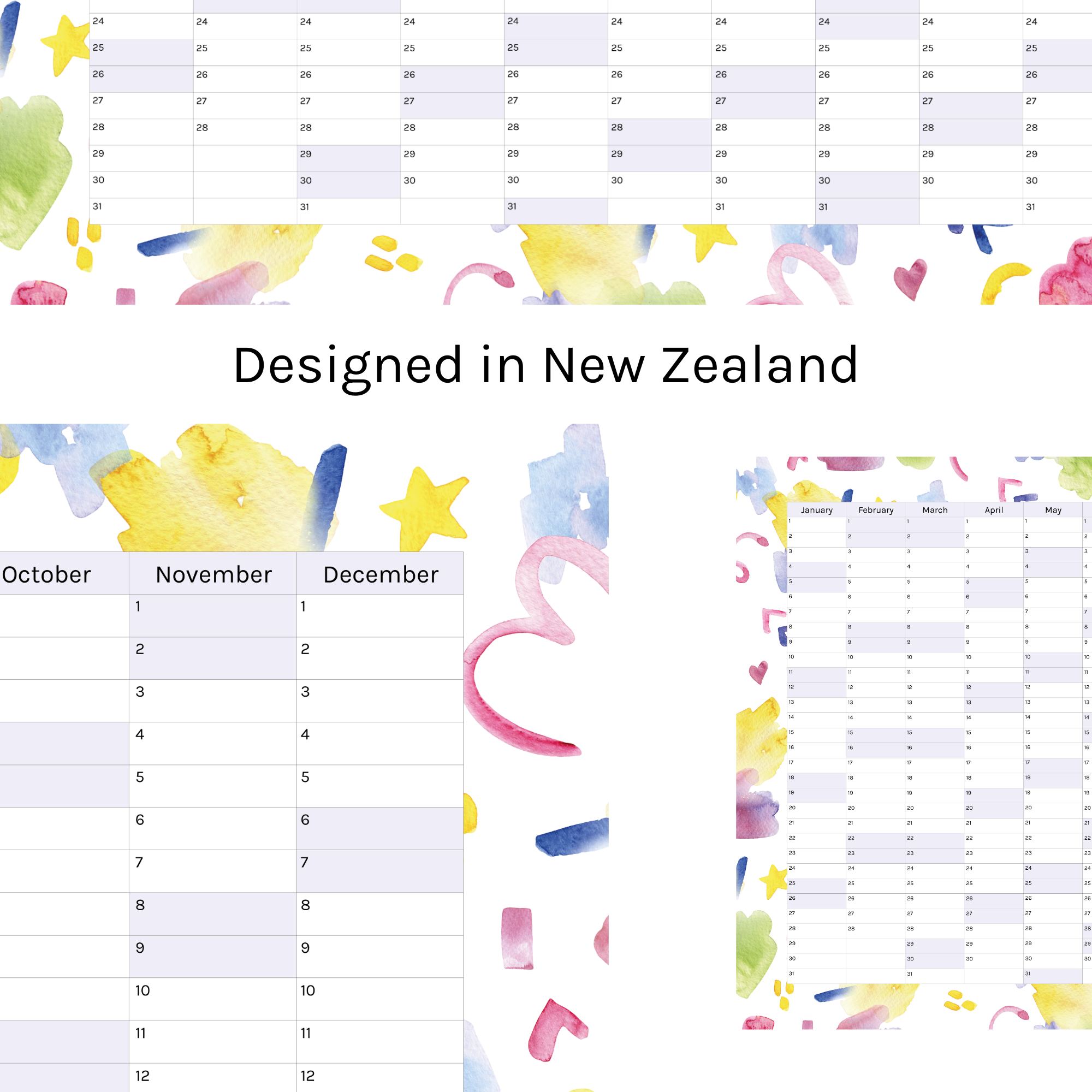 Vertical 2025 Paper Wall Planner | Scribble Splash