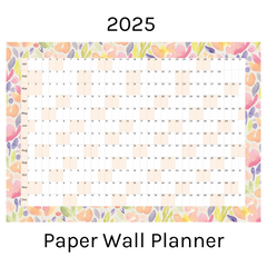 Horizontal 2025 Paper Wall Planner | Sorbet Garden