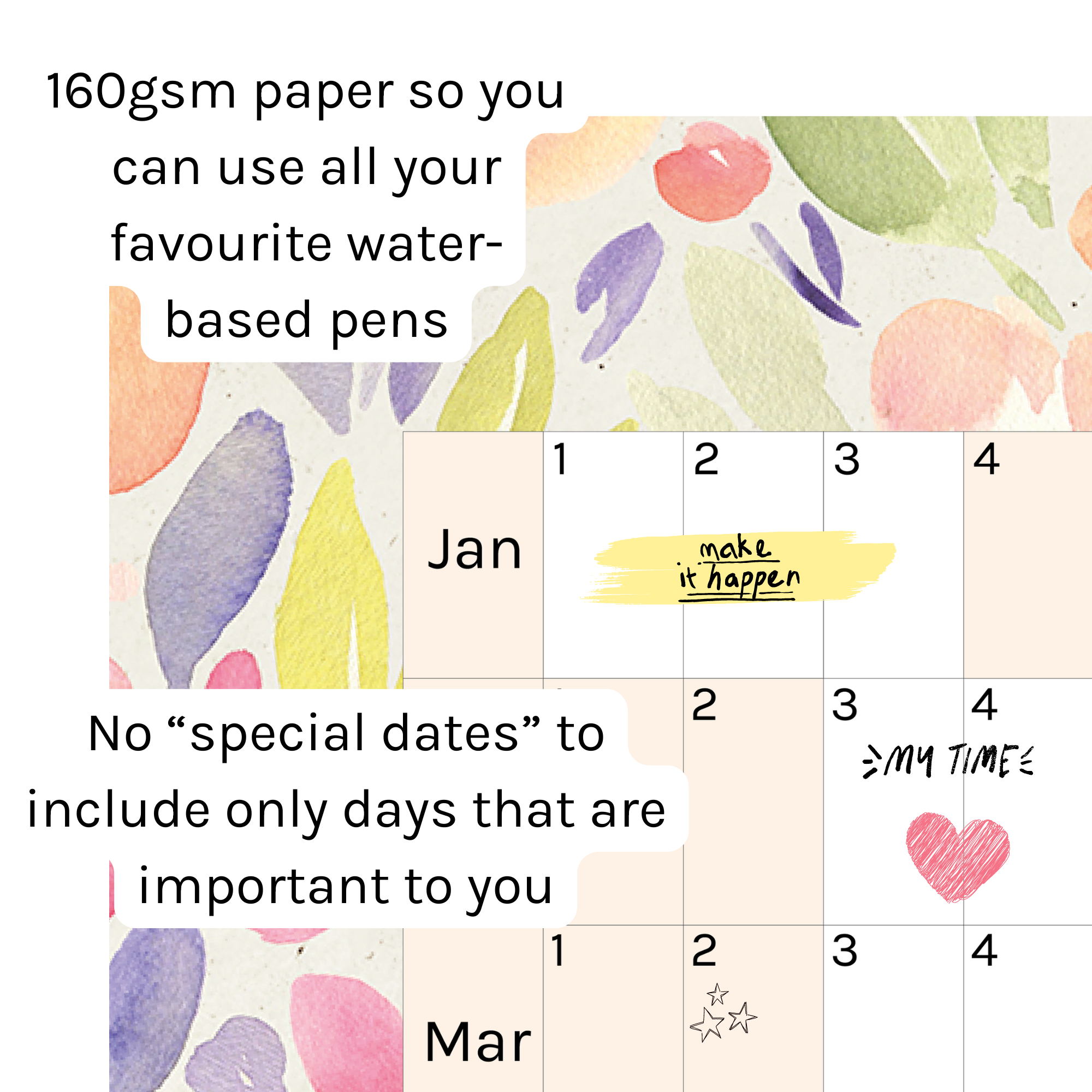 Horizontal 2025 Paper Wall Planner | Sorbet Garden