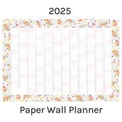 Vertical 2025 Paper Wall Planner | Summer Blossom
