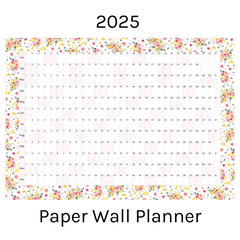 Horizontal 2025 Paper Wall Planner | Summer Blossom