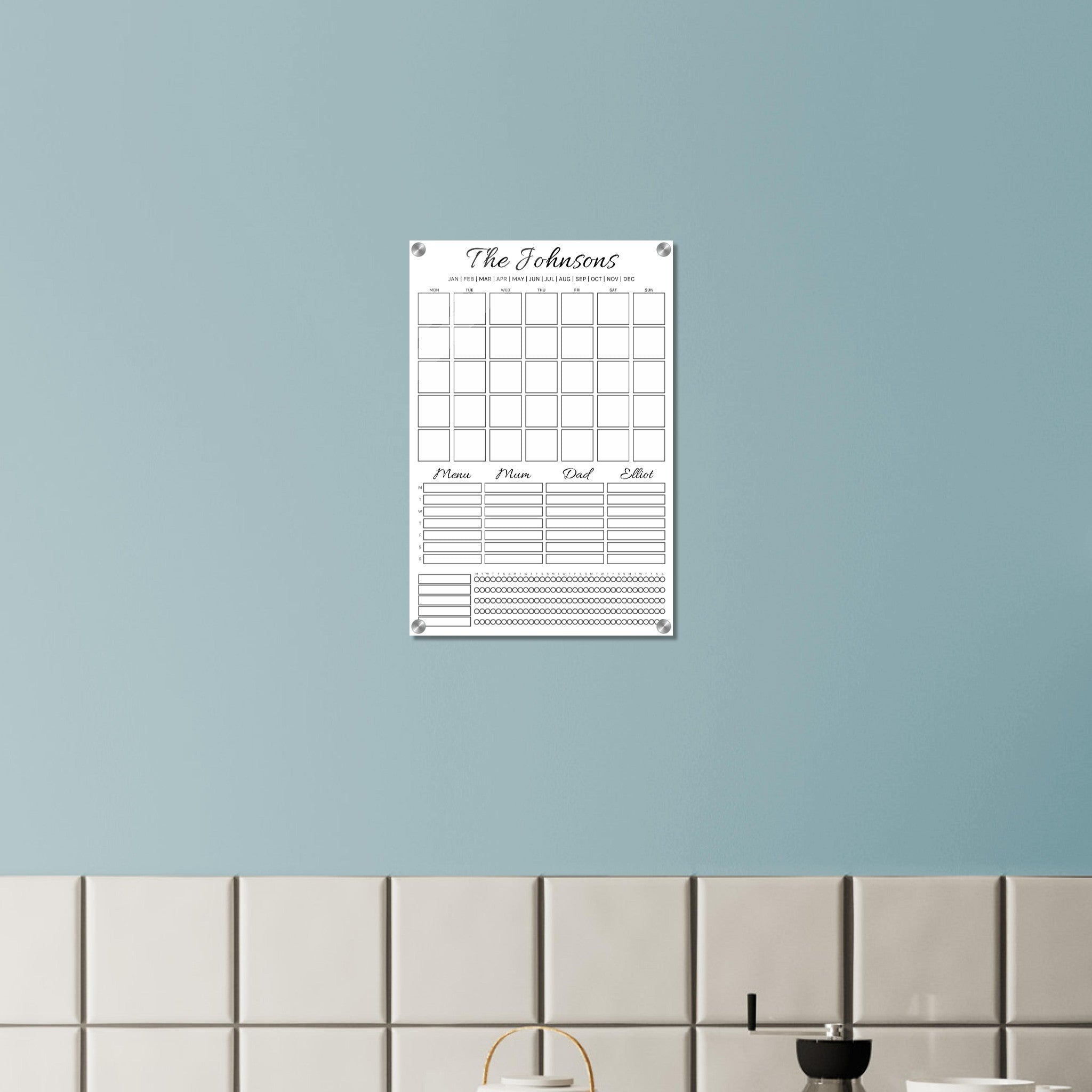 Customisable Family Wall Planner | Monthly Reusable