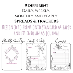 PDF Rustic jungle bullet journal printable pdf download for A5 A4 9 spreads
