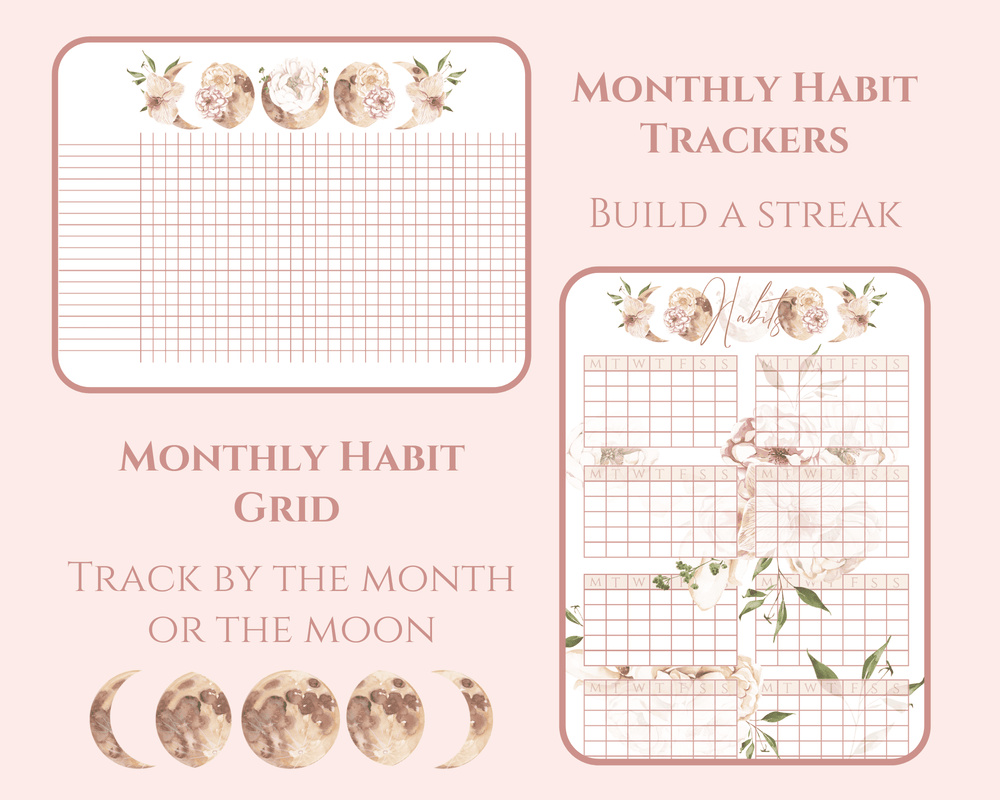 Just a moon phase bullet journal printable download pdf habit tracker layout