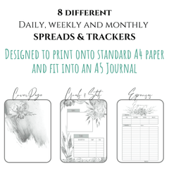 Fresh Starts black and white bundle printable bullet journal layouts first 3