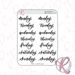 Rose K Paper Co Planner Stickers | Hand-lettered Days Of The Week