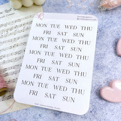 Rose K Paper Co Planner Stickers | Serif Short Days Of The Week Close Up