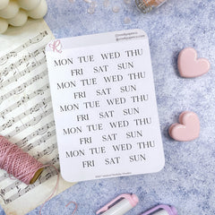 Rose K Paper Co Planner Stickers | Serif Short Days Of The Week
